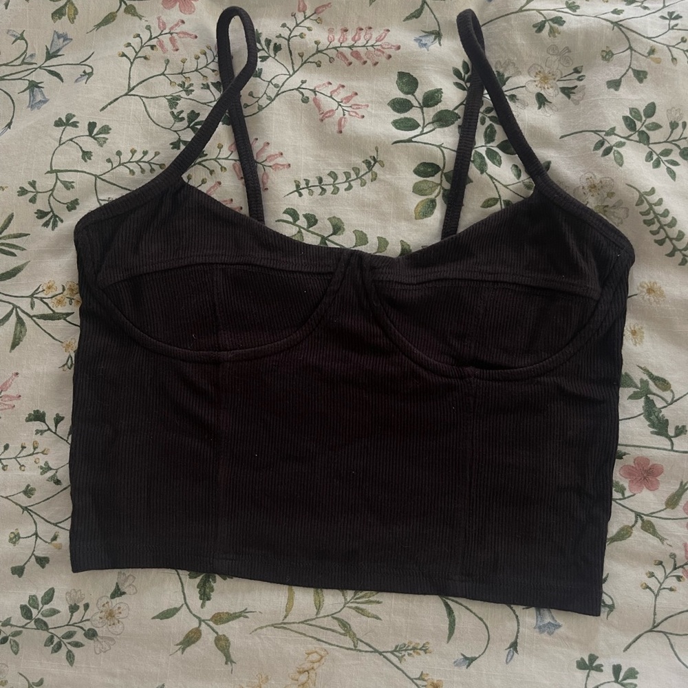 Black Joah Brown Cropped Bustier